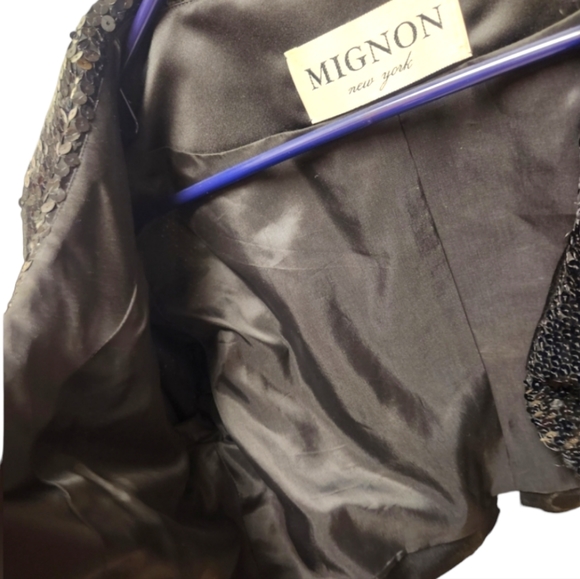 🔥FINAL PRICE DROP🔥 RARE VTG MIGNON BLACK SEQUIN BOLERO JACKET SZ 6 - Picture 2 of 6